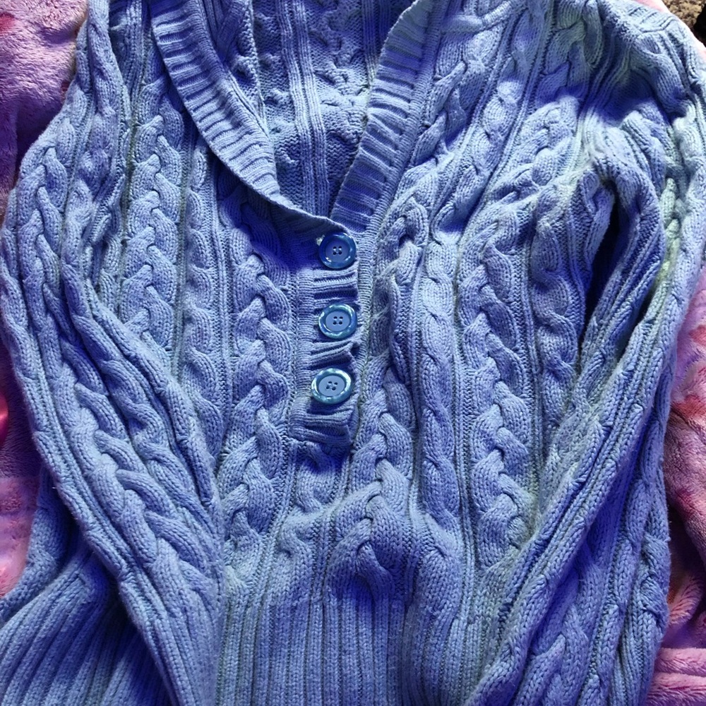 Blue Cable Knit Women's Sweater